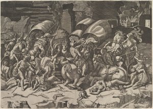 Battle with a Cutlass, ca. 1515-27 by Marco Dente