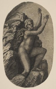 Eurydice Naked Standing on a Rock, Her Arms Raised to the Right by Marco Dente
