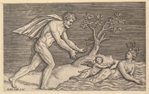 Speculum Romanae Magnificentiae: Naked Man Pursuing a Naiad by Marco Dente