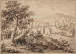 Landscape with Bridge by Marco Ricci