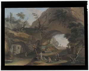 Mountainous Landscape with Monks