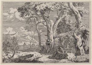 Wilderness Landscape with Two Monks by Marco Ricci