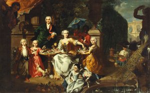 A Family Group on a Terrace in the Grounds of a Villa. Possibly the English Businessman George Jackson and His Family by Marcus Tuscher