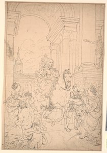 Draft for the Painting: Denmark and Norway Pay Homage to Christian VI (burned with Christiansborg 1794)