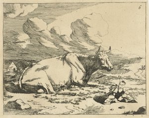 Lying Cow, in Profile (series title: Cows and Bulls) by Marcus de Bye