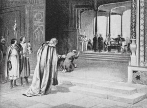 Geoffrey de Langley with Bar Sauma Before Arghun Khan by Margaret (after) Dovaston