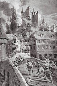 The Burning of the Castle of Wadenschwyl in 1804 by Margaret (after) Dovaston