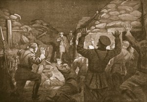 A German Officer and Fourteen of His Men Cry for Mercy to Lieutenant Leach by Margaret Dovaston