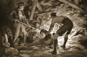 Corporal J. McCartney Digging Out, with the Assistance of a Comrade, a Miner Who Had Been Buried by a Mine Explosion