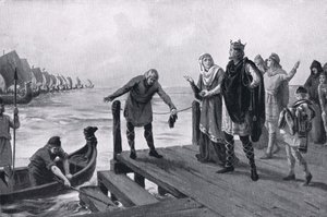 Edgar the Peaceable Holding a Naval Review AD 973 by Margaret Dovaston
