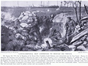 Lance Corporal Best awarded a DCM for commencing to rebuild his trench near Yser Canal under heavy fire August 1915 by Margaret Dovaston