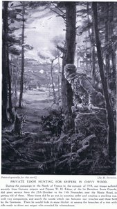 Private Edom Hunting for Snipers in Chivy Wood, Autumn 1914 by Margaret Dovaston