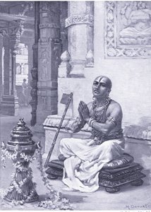Ramanuja contemplating his philosophy of the one personal God 1100 AD