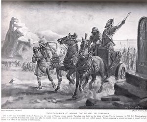 Tiglath-Pileser IV before the Citadel of Turushpa, illustration from 