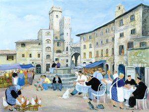 Lunchtime in a Market Square, Tuscany