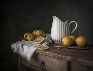 Fresh Lemons on Wood