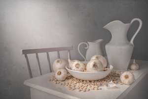 Garlic and White Pitchers