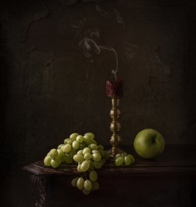 Moody Grapes and Candle by Margareth Perfoncio