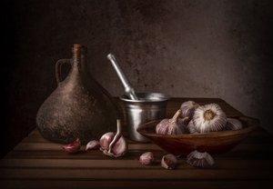 Rustic Garlic Still Life by Margareth Perfoncio