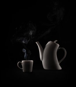 Steaming Teapot and Cup by Margareth Perfoncio