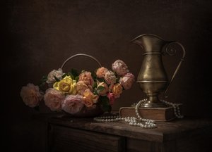 Vintage Roses Still Life by Margareth Perfoncio