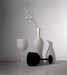 White Vases Black Glass