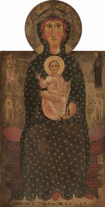 Madonna and Child Enthroned with Four Saints, c.1240-1245 by Margaritone d