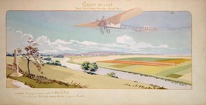 Comte Charles de Lambert in a Bleriot Monoplane flies the West Circuit, published by Mabileau, Paris by Marguerite (fl.1909 14) Montaut