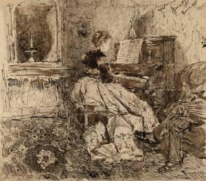 Cecilia de Madrazo Playing the Piano by Marià Fortuny Marsal
