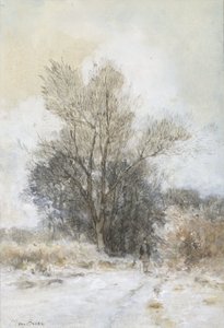 Walker in the Snow at the Edge of a Forest by Maria Bilders van Bosse