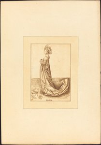 A Lady in a Long Dress by Maria Catharina Prestel after Martin Schongauer