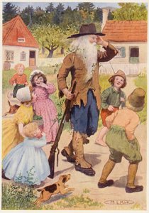 Illustration for the story of Rip Van Winkle
