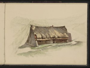 Barn with a Thatched Roof in a Meadow by Maria Vos