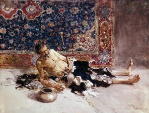 Opium Smoker. Painting by Mariano Fortuny y Marsal (1838-1874)