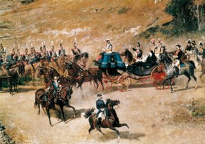 Queen María Cristina and her Daughter, Isabel II, Reviewing the Artillery Batteries Defending Madrid in 1837 (detail)