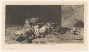 Arab Man Watching Over the Dead Body of His Friend