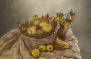Autumn Harvest Still Life by Marie-anne Stas