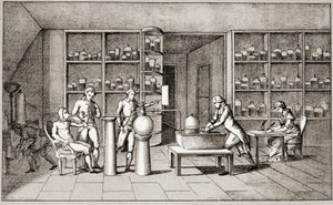 Antoine Laurent de Lavoisier (1743-1794), French chemist conducting an experiment on the breathing of man at rest. Drawing by Mrs Lavoisier. Paris 18th century. Leemage collection by Marie Anne Pierrette Lavoisier