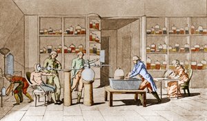 Antoine Laurent de Lavoisier (1743-1794), French chemist, has an experience on the breathing of man at rest. Leemage collection