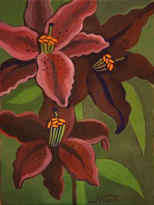 Deep Red Lilies