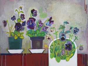 Vibrant Potted Pansies by Marina Gorkaeva
