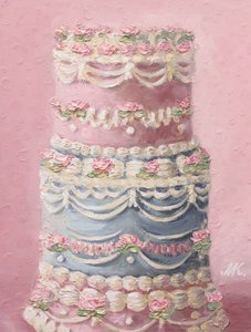 Pink and Blue Tiered Cake