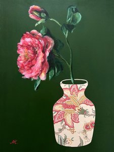 Vibrant Pink Floral Vase by Marina Kozyr