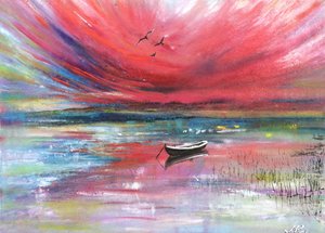 Vibrant Sunset Boat