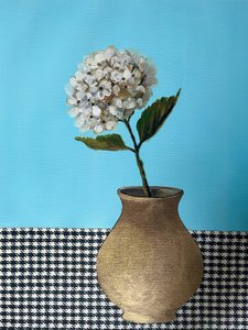White Floral Gold Vase