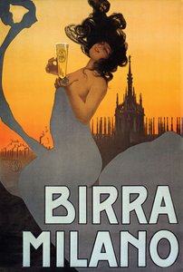 Poster Advertising Birra Milano, Italy