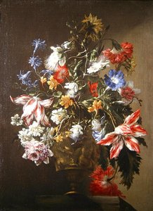 A Still Life of Flowers in a Vase by Mario dei  Fiori