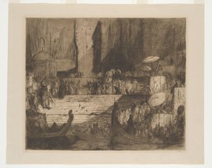 A funeral on the Ganges by Marius Bauer (signed by artist)