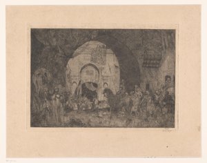 Eastern Riders and People by a Gate