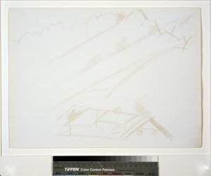 Mountain Landscape, Building in Foreground